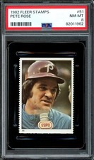 1982 Fleer Stamps #51 PETE ROSE  Phillies  PSA 8 NM-MT  Gorgeous/TOUGH Low Pop!