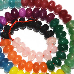5x8mm Faceted Multicolor Candy Jade Spacer Rondelle Gemstone Loose Beads 15''