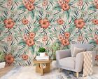 3D Pink Hibiscus Palm Leaves Wallpaper Wall Mural Peel And Stick Wallpaper 725