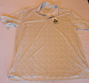 Donald Ross Polo Shirt Men's L New NWT Cream Forest Moon Moose Pattern Golf - Picture 1 of 8