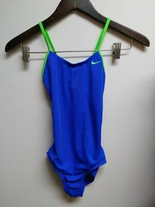 Nike Girls Swimsuit One Piece Cross Back Blue Sz M Juvenile excellent conditions - Picture 1 of 4