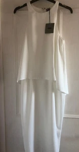 Asos Elfenbein Chiffon Overlay Midikleid Größen 6 8 & 10 - Bild 1 von 4