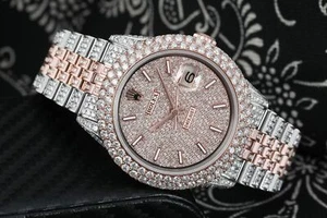 Rolex Datejust Two Tone Rose 36 MM Index Pave Dial Custom Diamond Watch. - Picture 1 of 6