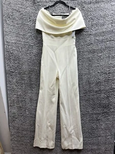$1691 Lela Rose Women's Off-The-Shoulder Crepe Jumpsuit Size 4 in Ivory NWT - Picture 1 of 11