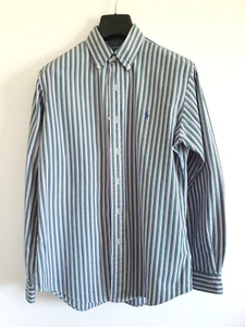 Camisa Polo Ralph Lauren Para Hombre Verde y Azul Rayas Manga Larga Ajuste Personalizado Talla M - Imagen 1 de 7
