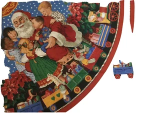 Daisy Kingdom Treeskirt Garland Santa's Children Cut N Sew 2 Panels Attached - Picture 1 of 4