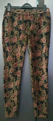 Philippe Matignon Womens Floral Ribbed Velour Leggings Size M Stretchy Pants Y2K - Image 1 of 4