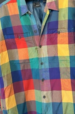 LizWear Women’s S Long Sleeve Button Down Plaid Rainbow LGBTQ+ - Image 1 of 3