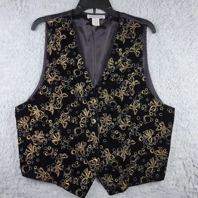 Chaleco Impressions Of California Mujer Grande Negro Brillo Arcos Botón Delantero De Colección Foto 1 de 4