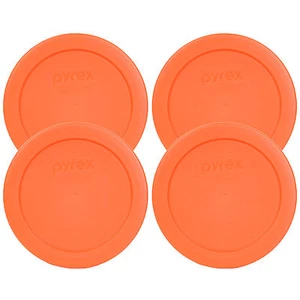 Pyrex 7200-PC Round 2 Cup 5" Storage Lid Orange 4 Pack for Glass Bowl New - Picture 1 of 3