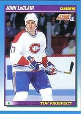 1991-92 (CANADIENS) Score Canadian English #343 John LeClair TP Rookie