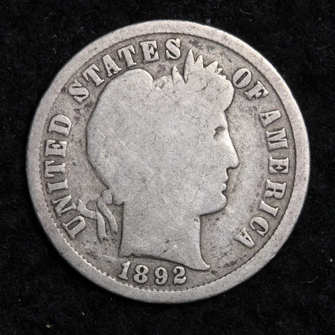 1892 Silver Barber Dime GOOD FREE SHIPPING Cover