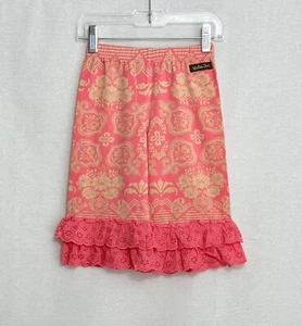 Matilda Jane Sugar Rush Cropped Ruffle Pants Girls 4 Pink Peach Logo NWOT - Picture 1 of 9