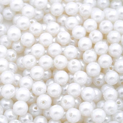 200stk Perlen Kugeln Acryl Spacer Beads Weiß Wachsperlen Ø 6/8/10/12/14/16mm Neu - Bild 1 von 4