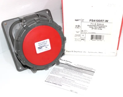 ⭐NUEVO EN CAJA⭐ PS 4100R7W 100-Amp PIN MANGUITO RECEPTÁCULO HBL4100R7W 480Vac 100A Foto 1 de 4