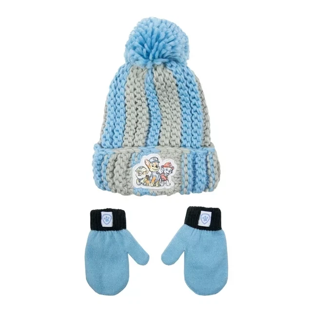 Conjunto de gorro y guantes de punto Paw Patrol azul y gris para niños pequeños/talla única Foto 1 de 4