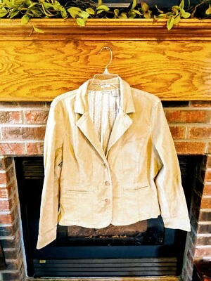 Blazer para mujer marca St John's Bay beige pana talla XL Foto 1 de 2