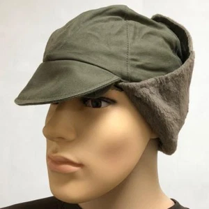 German army suplus winter cold weather hat with fold down ear covers OLIVE - Picture 1 of 20