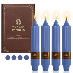 Short Taper Candles Blue Candlesticks7Inches Dripless Tapered Candle Tall Can... - Picture 1 of 7