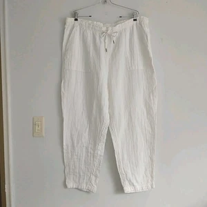 Gap Pull On Pants Womens XXL 2XL White Gauze Crinkle Baggy HighRise Pocket Beach - Picture 1 of 6