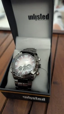 Unlisted Men's Gunmetal Watch UL1069 Dark Tone Analog Digital Display Free Ship! - Image 1 of 3