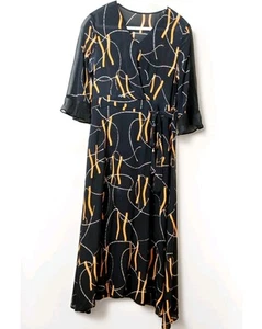 Vintage Silk Midi Dress – Geometric Print – Size 12 - Picture 1 of 12