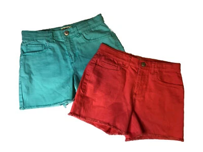 OSHKOSH - Lot Of 2 - Youth Girl’s - Size 10 - Coral & Aqua - Denim SUMMER Shorts - Image 1 of 4