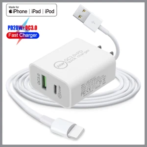 For iPhone 13 12 11 XR Fast Charger 20W USB C Power Adapter Block Charging Cable - Picture 1 of 8
