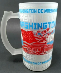 Vintage Washington DC Souvenir Frosted Glass Beer Mug / Frosted Glass Capital - Picture 1 of 5