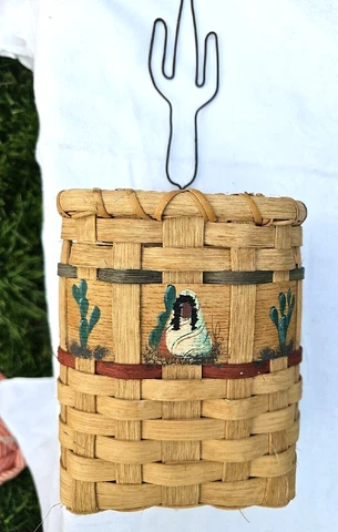 Wall Pocket Basket American 7" deep 5" wide Hangs 14" Wire cactus  Hanger Cover