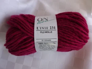 Linie 231 FILZWOLLE -  Fb. 32 weinrot - ONline - 50g - 100 % Schurwolle z.Filzen - Bild 1 von 3