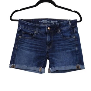 American Eagle Damen Blue Wash Denim Jeans Midi Shorts Größe 0 - Bild 1 von 4