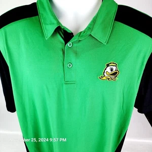 Oregon Ducks Shirt Men's Large Box Seats NCAA Green Black Polo Activewear New - Picture 1 of 7