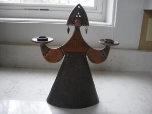 Vintage Danish Modern Metall Dame Kerzenhalter Kupferfarben Kegel Kerzenständer - Bild 1 von 13