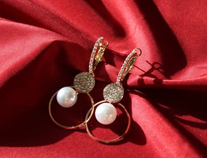 Ohrringe Ohrstecker Perle Damenohrstecker Frauenohrstecker  Modeschmuck Geschenk - Bild 1 von 11