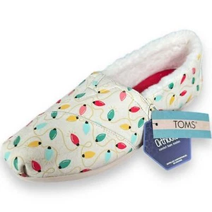 TOMS Cozy Lined Holiday Lights Glow in the Dark Alpargatas Women’s Size 10 NEW - Picture 1 of 11