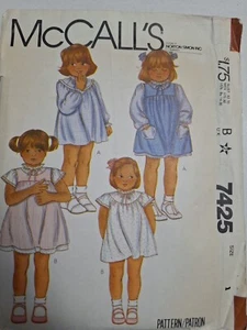 Jumper Dress Girls 12M 1T McCalls 7425 Sewing Pattern UC VTG Short Heart Pockets - Picture 1 of 7