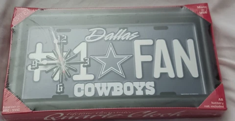 Brand New Dallas Cowboys NFL Team Logo #1 Fan License Plate Wall Hanging Clock Cover
