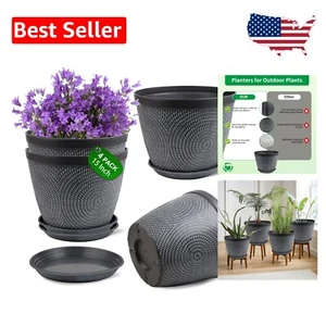 Stylish 15-Inch Plastic Plant Containers - 4-Pack Flower Pots for Home & Garden - Picture 1 of 8