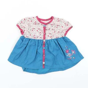 Mamas & Papas Mädchen blau Blumen Baumwollmischung Skaterkleid Größe 3-6 Monate - Bild 1 von 12