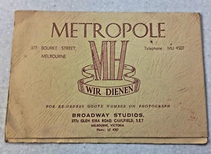 ANTIQUE Hotel Metropole Melbourne Photo Memento C30's - Bild 1 von 3