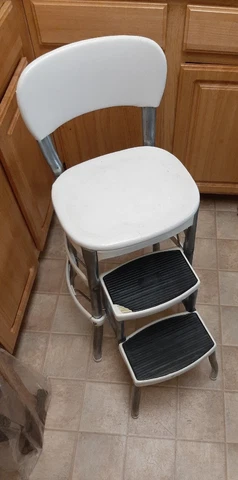 Vintage COSCO Kitchen Step Stool Pull Out Steps White Mid-Century Updated photos Cover