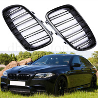 Front Kidney Grille Grill Gloss Black Dual Slat For BMW F10 F11 M5 style 10-16