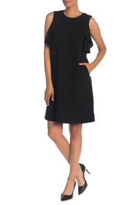 Lafayette 148 New York Black Kaydence Sleeveless Ruffle Trim Dress Small $498 - Picture 1 of 2