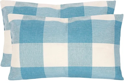 Set of 4 Checked Cushion Covers, Breathable Wrinkle Resistant Linen Throw Pillow - Image 1 of 4