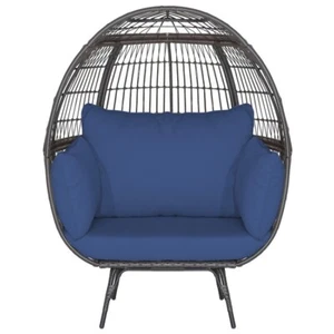 2 Person Oversized Rattan Patio Garden Egg Shape Lounge Chair w/ 4 Cozy Cushion - Picture 1 of 9