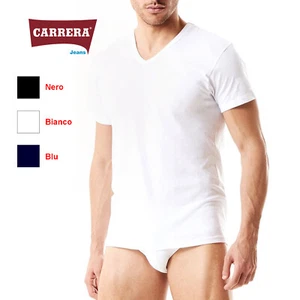 T Shirt intima scollo V elasticizzata CARRERA bianco blu e nero S M L XL XXL - Foto 1 di 4