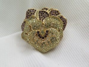 GORGEOUS VINTAGE CINER HEART WITH LAYERS BROOCH LARGE SIZE 2 1/4 INCHES TALL