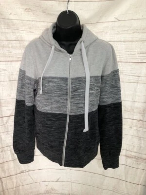 Jaqueta com capuz feminina Reflex cinza colorblock mistura de algodão tamanho G - Imagem 1 de 4