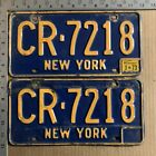 1973 New York license plate pair CR-7218 YOM DMV Richmond Ford Chevy Dodge 13223